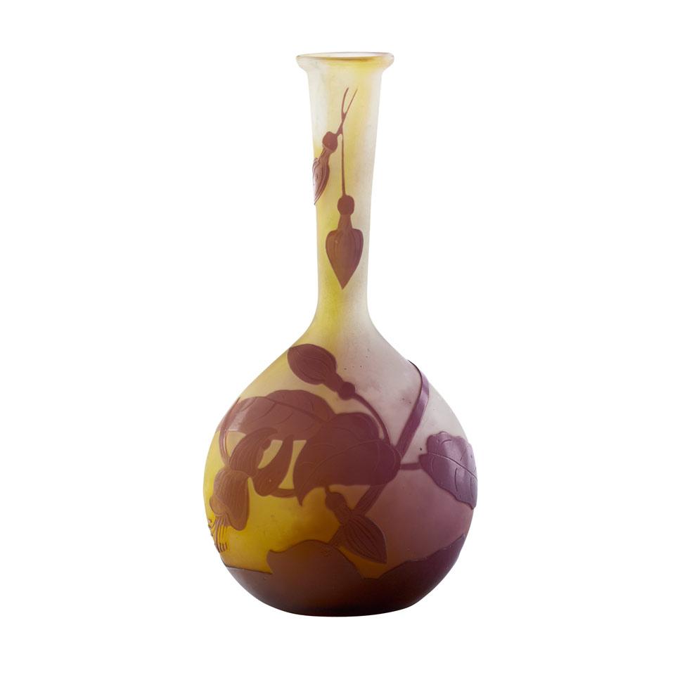 Gallé Fuchsia Cameo Glass Vase, c.1900