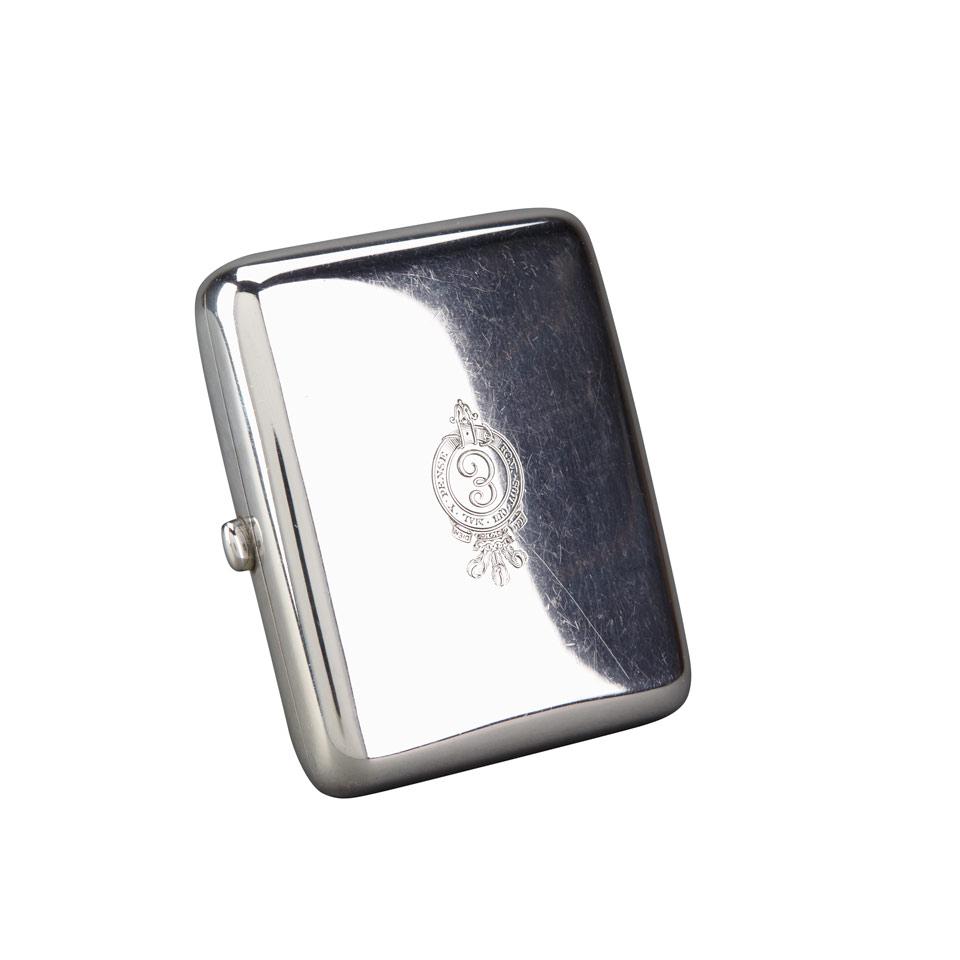 [Edward, Prince of Wales] English Silver Cigarette Case, Alfred Clark, London, 1919