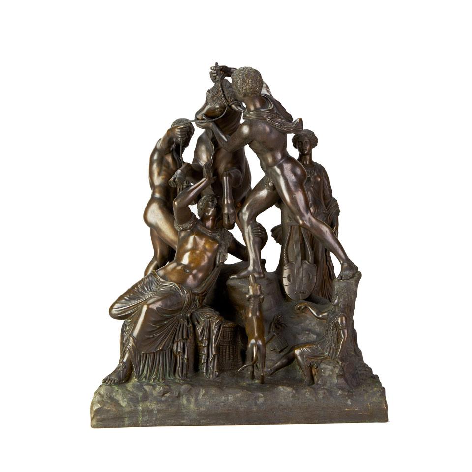 After the Antique Roman Bronze Group of The Farnese Bull, Pietro Chiapparelli, 19th century
