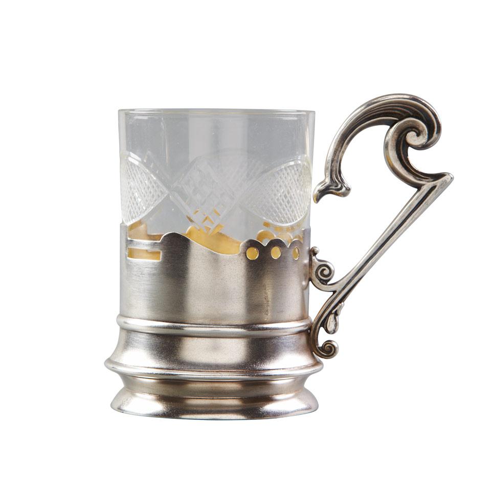 Russian Silver Tea Glass Holder, Ivan Khlebnikov, Moscow, 1908-17