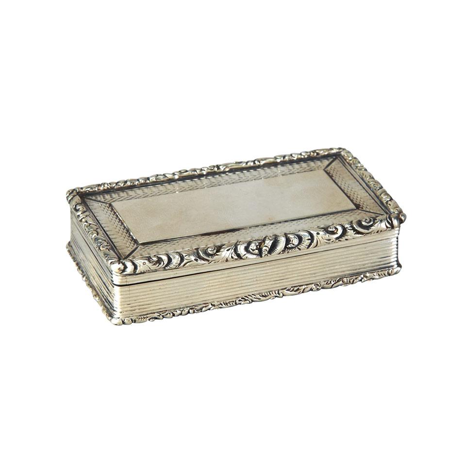 Victorian Silver Rectangular Snuff Box, Francis Clark, Birmingham, 1843