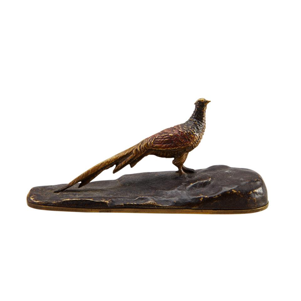 Small Austrian Cold Painted Bronze Figure of a Pheasant, c.1900