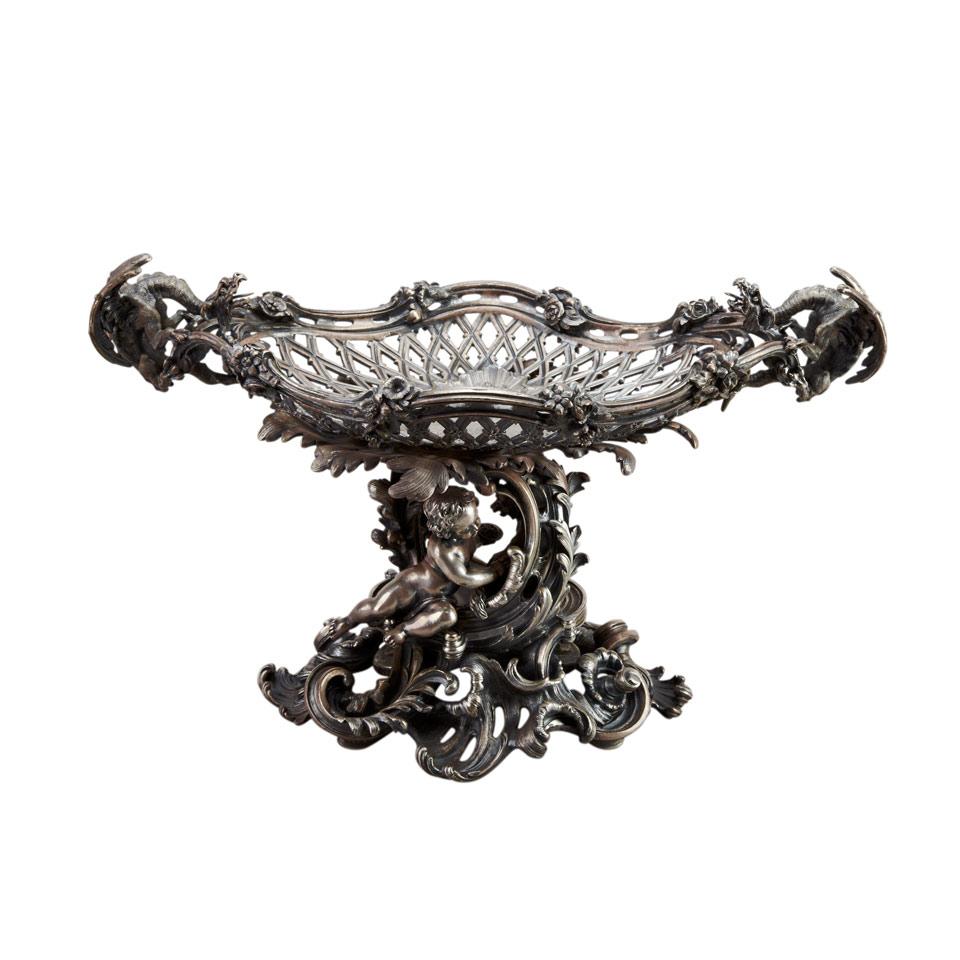 French Silvered Bronze Centrepiece Bowl, 19th century