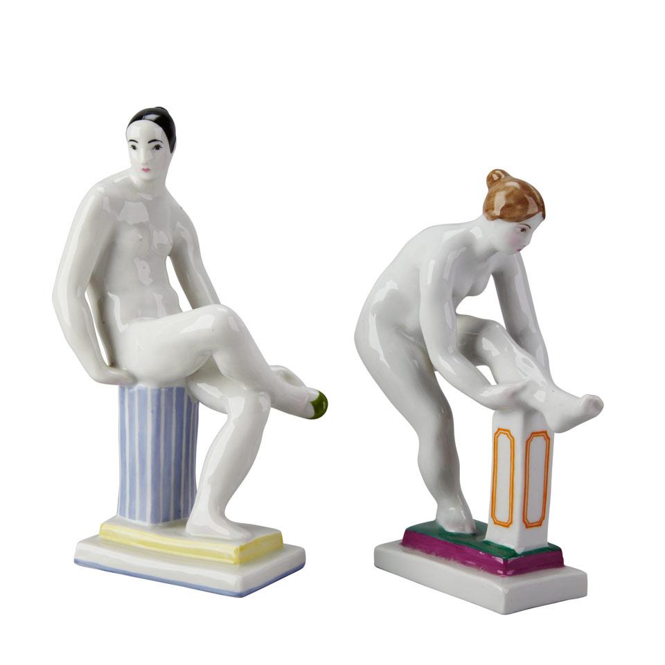 Two Lomonosov Porcelain Nude Figures, Alexander Matveev, 20th century