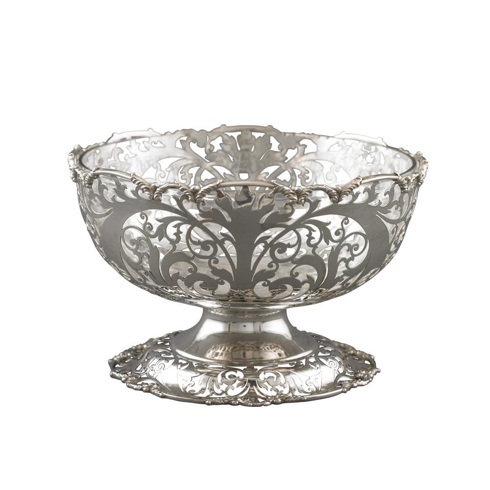English Silver Pierced Footed Bowl, Josiah Williams & Co., London, 1911