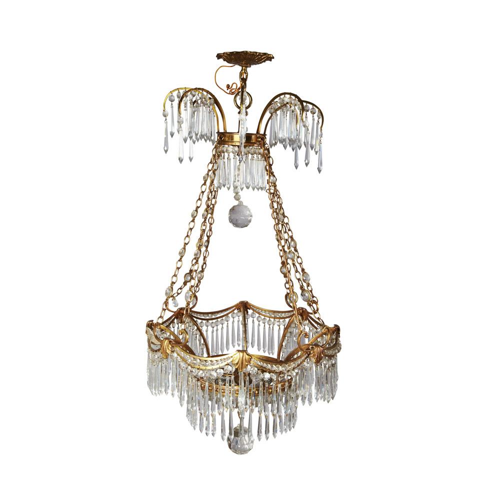 Austrian Neoclassical Cut Glass Mounted Gilt Bronze Chandelier, early 20th century
