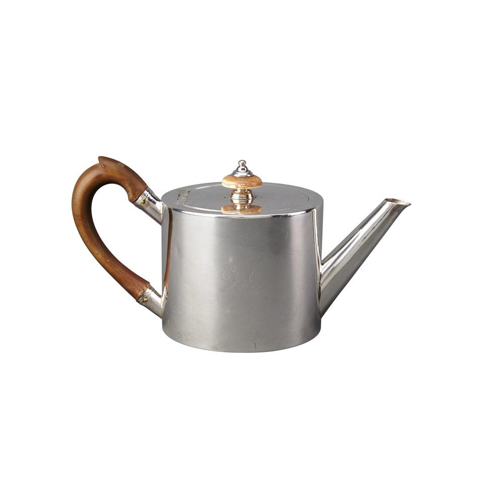 George III Silver Cylindrical Teapot, William Burwash & Richard Sibley, London, 1811