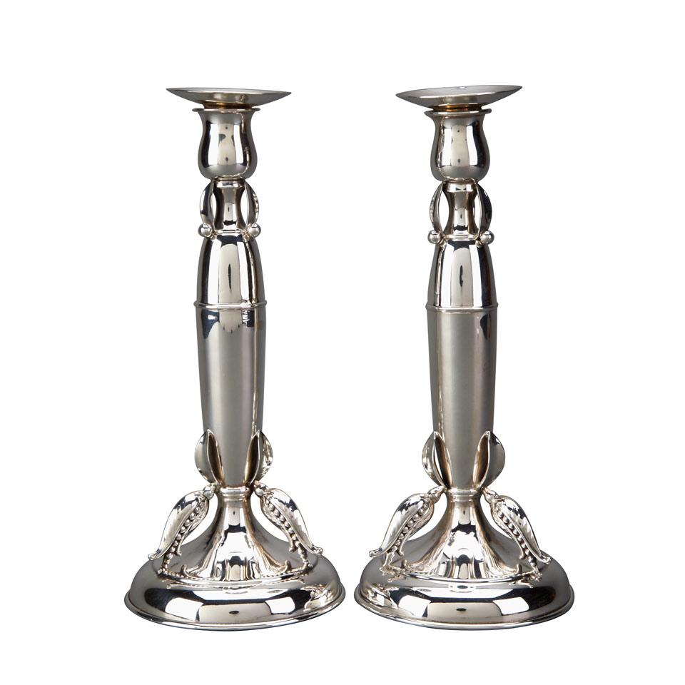 Pair of Canadian Silver Table Candlesticks, Carl Poul Petersen, Montreal, Que., mid-20th century