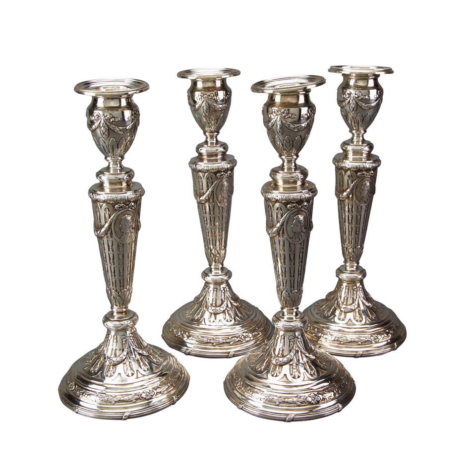 Set of Four German Silver Table Candlesticks, George Roth & Co., Hanau, c.1900
