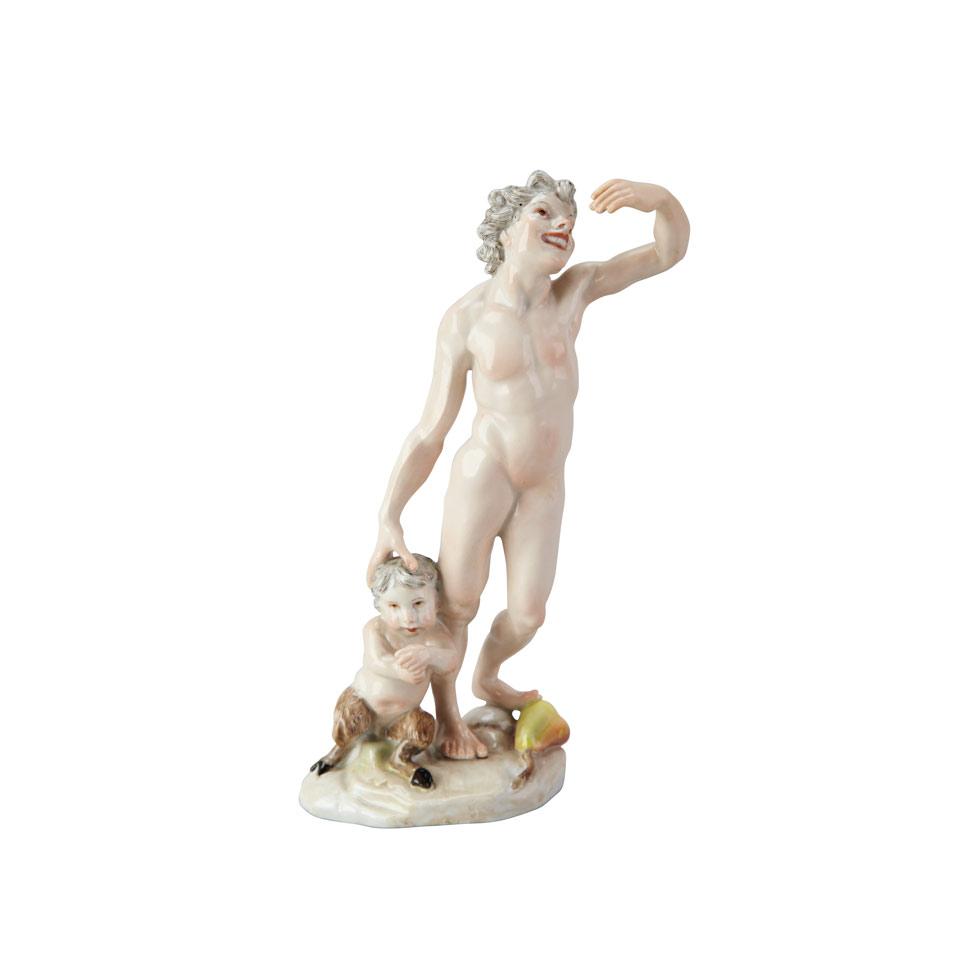 ‘Meissen’ Figure of Bacchus and Attendant Faun, 19th century