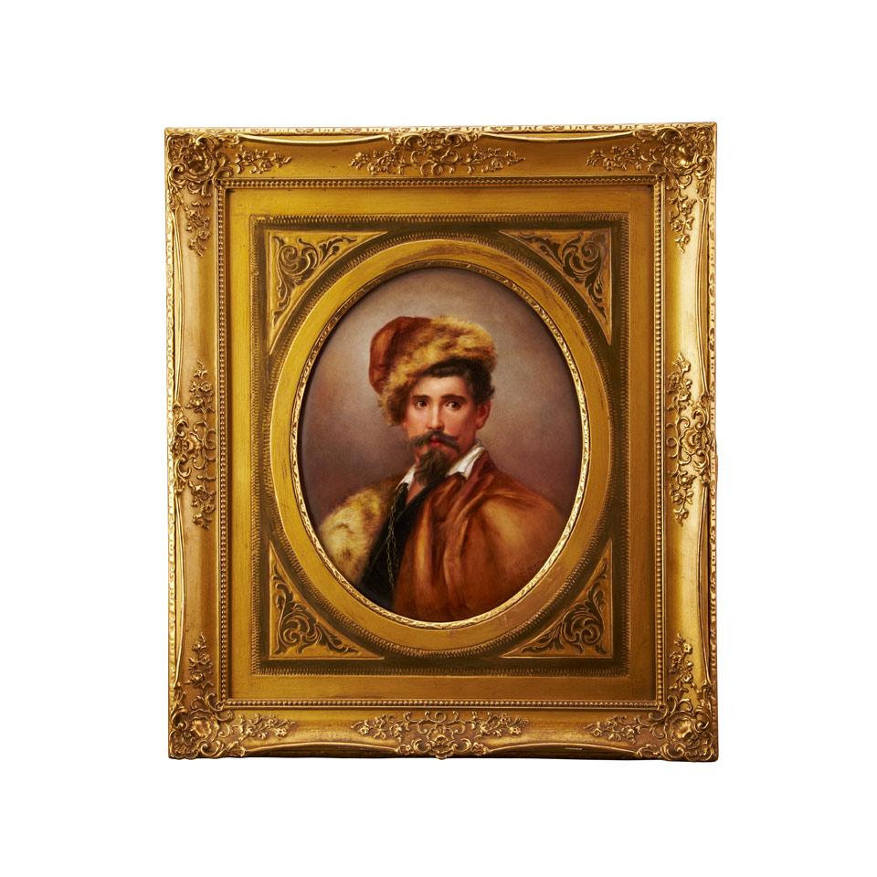 Berlin Oval Portrait Plaque of a Gentleman, signed C. Sticher and dated 1900