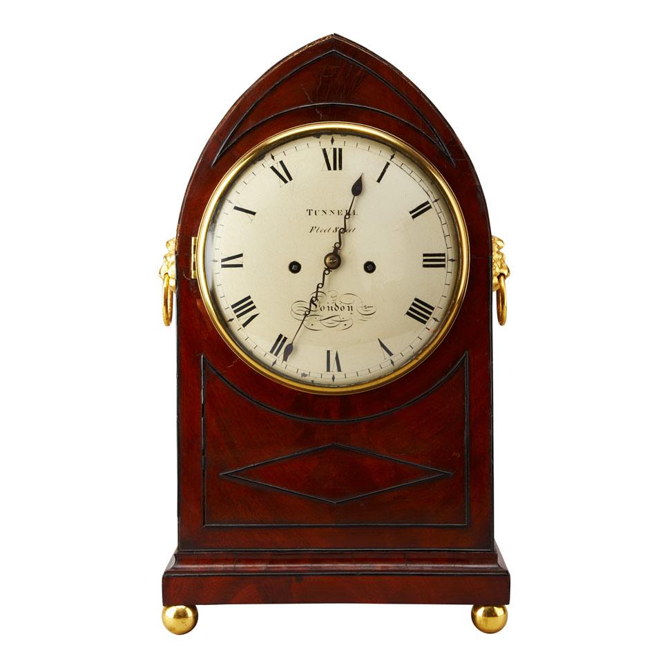 English Regency Ebony Strung Mahogany Bracket Clock, John Tunnell, London, c.1830