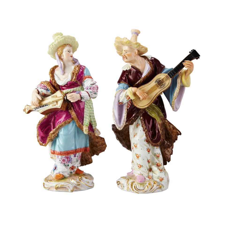 Pair of Meissen Figures of Malabar Musicians, late 19th century