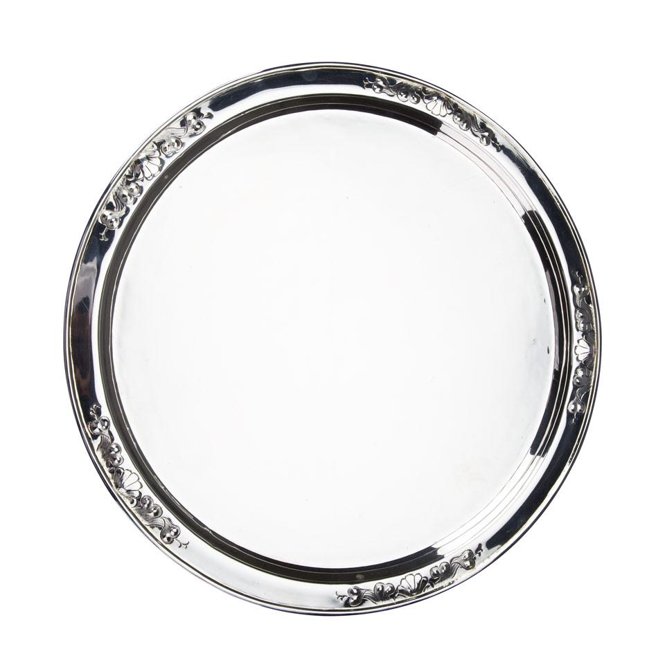 Canadian Silver Circular Tray, Carl Poul Peterson, Montreal, Que., mid-20th century