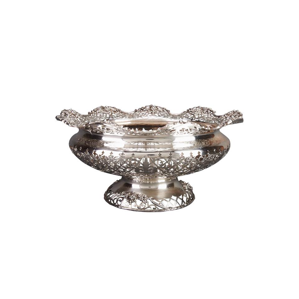 English Silver Large Pierced Footed Bowl, James Dixon & Sons, Sheffield, 1912