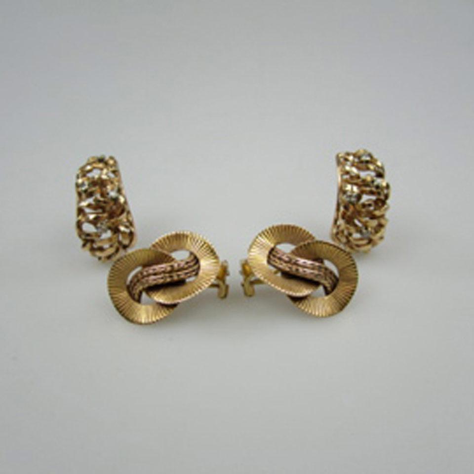 2 Pairs Of 18k Yellow Gold Earrings
