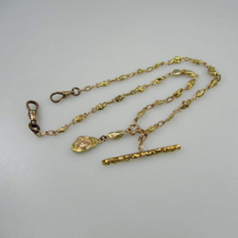 14k Yellow Gold And Gold Nugget Watch Chain