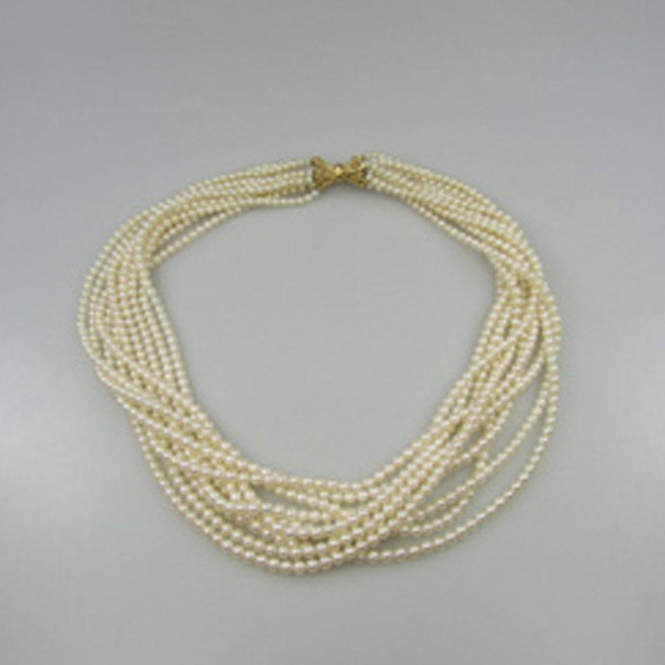 10 Strand Cultured Pearl Necklace
