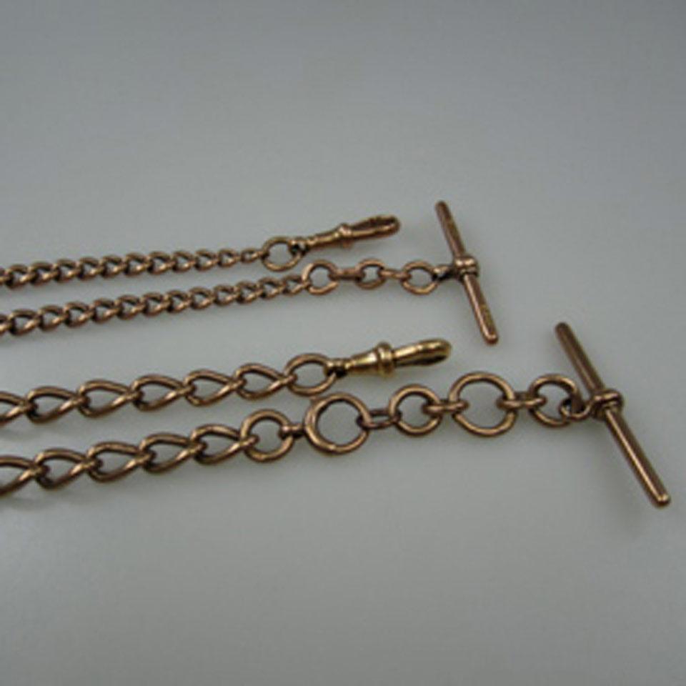 2 English 9k Rose Gold Curb Link Watch Chains