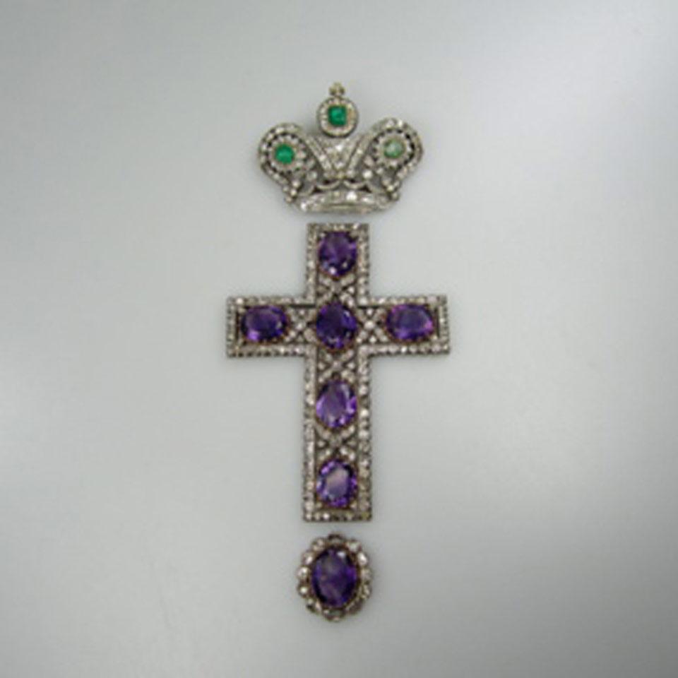 19th Century Yellow Gold And Silver Bishop’s Cross Pendant