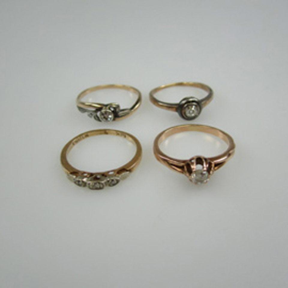 4 x 14k Yellow Gold And Silver Rings