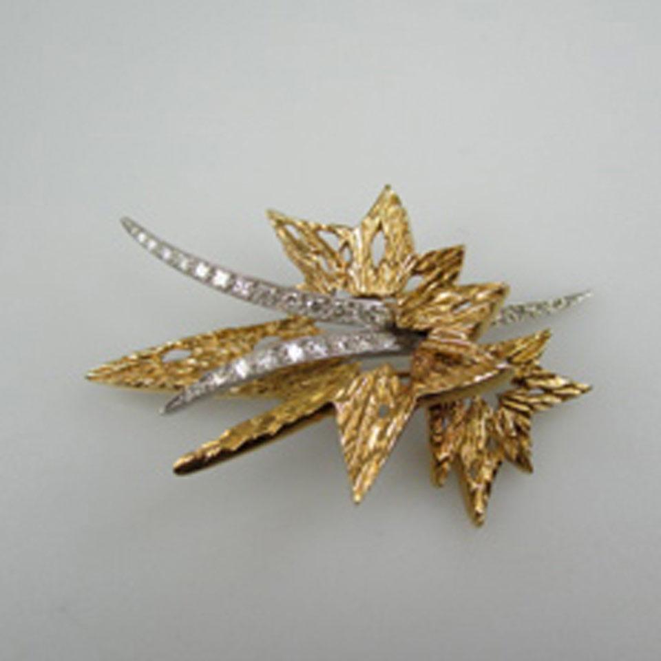 18k Yellow And White Gold Abstract Spray Brooch
