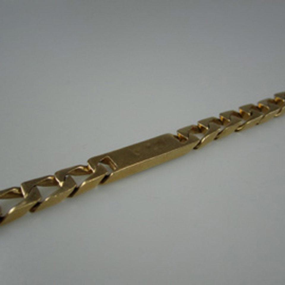 14k Yellow Gold Curb Link Signet Bracelet