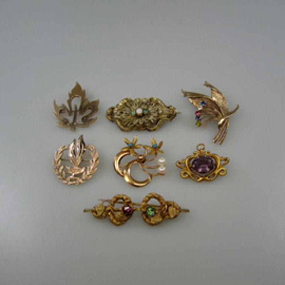 7 Various Gold Brooches