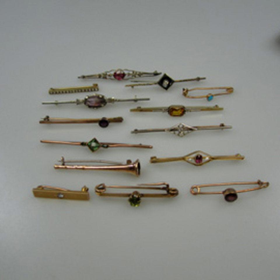 14 Various Gold Bar Pins