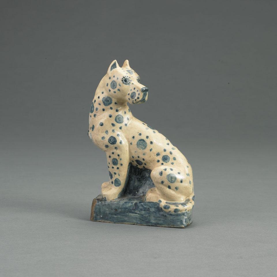Continental Stoneware Figure of a Seated Dog, 19th century