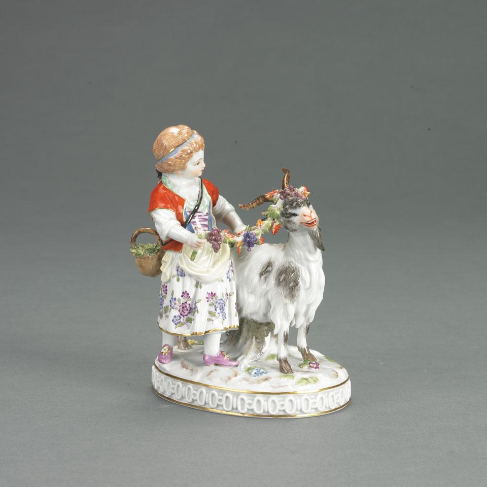 Meissen Figure of a Girl with Goat, early 20th century