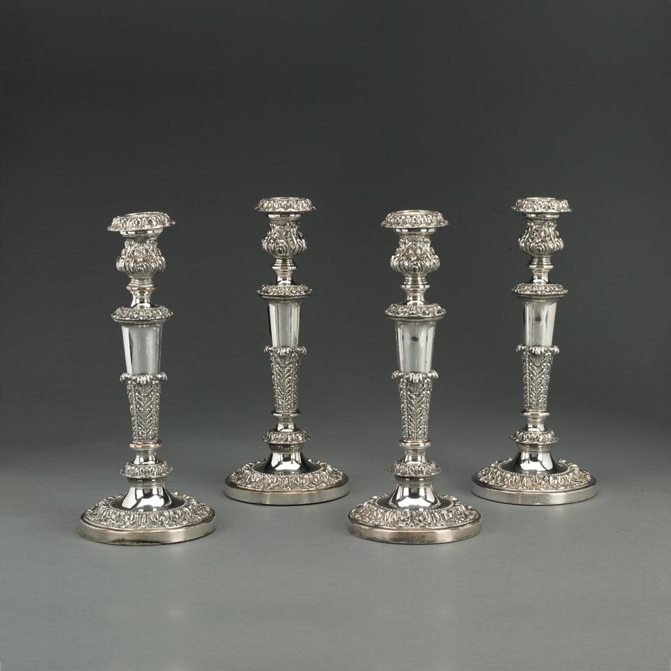 Set of Four Sheffield Plated Table Candlesticks, c.1820