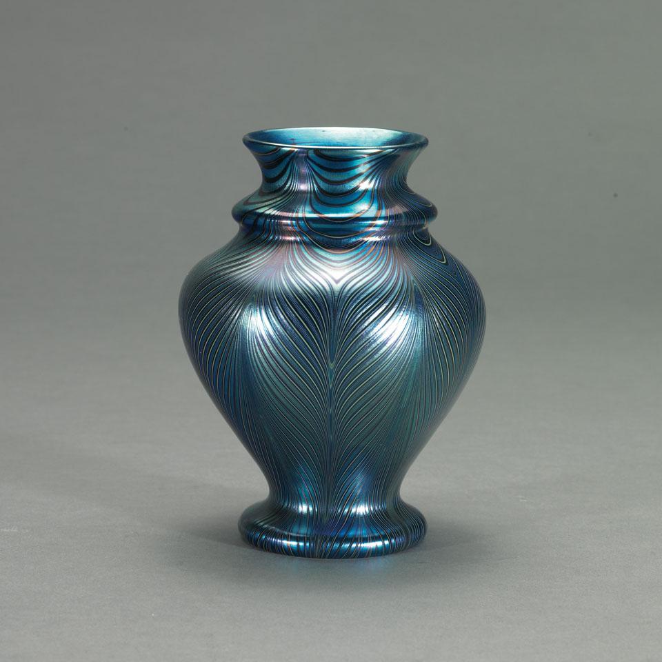 Orient & Flume Iridescent Glass Vase, dated 1979