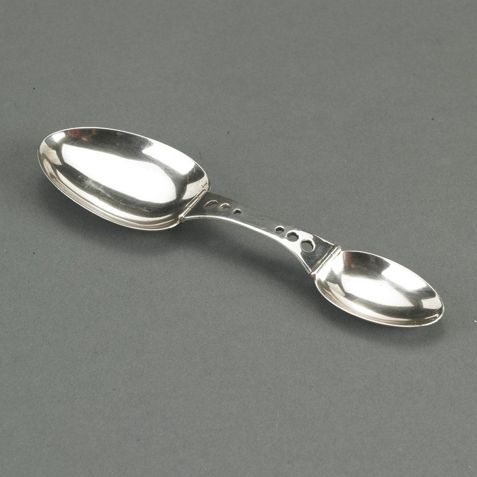 American Silver Folding Medicine Spoon, Udall & Ballou, New York, N.Y., early 20th century
