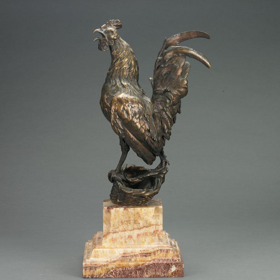 French Bronze Cockerel, P. Bingen, c.1900