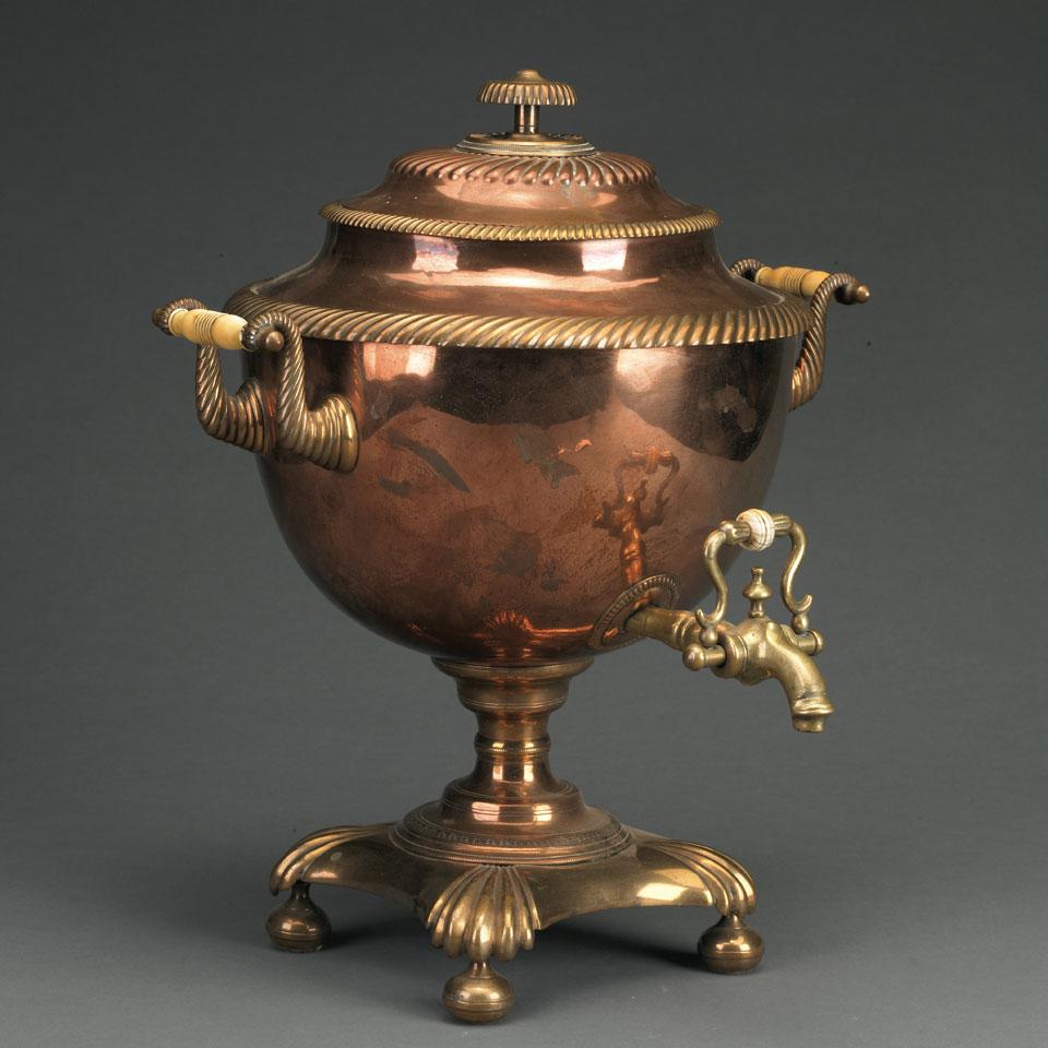 English Copper and Brass Tea Urn, c.1820