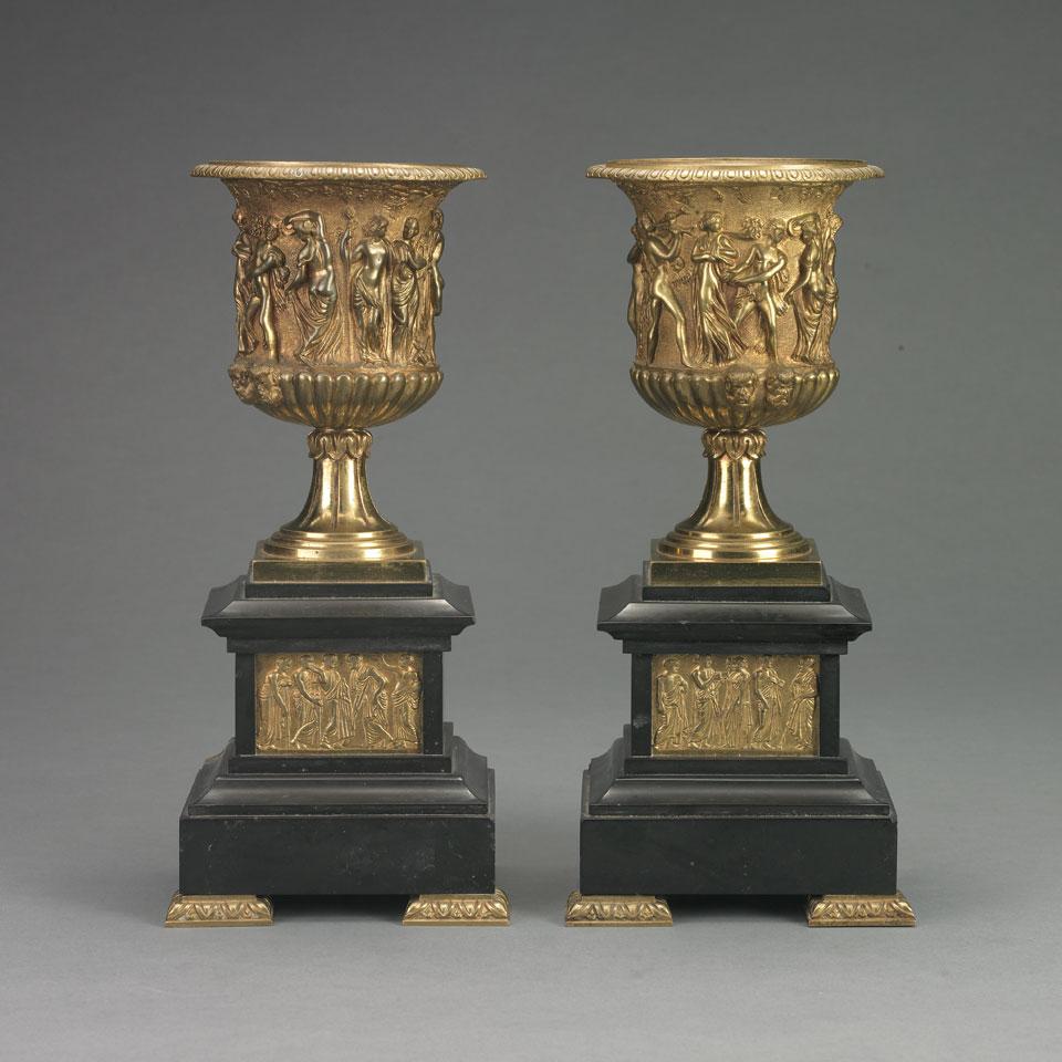 Pair of Gilt Metal Urns, c.1900