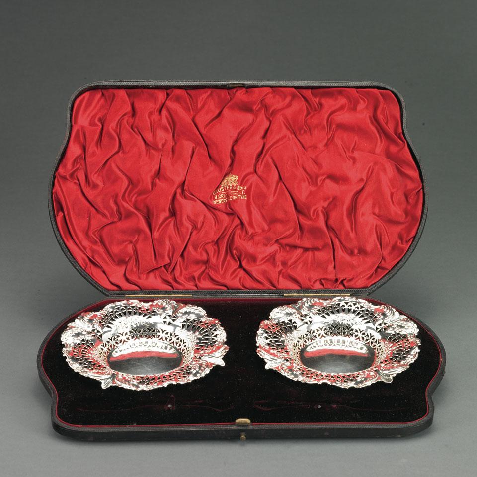 Pair of Late Victorian Silver Pierced Dishes, Richard Martin & Ebenezer Hall, London, 1895