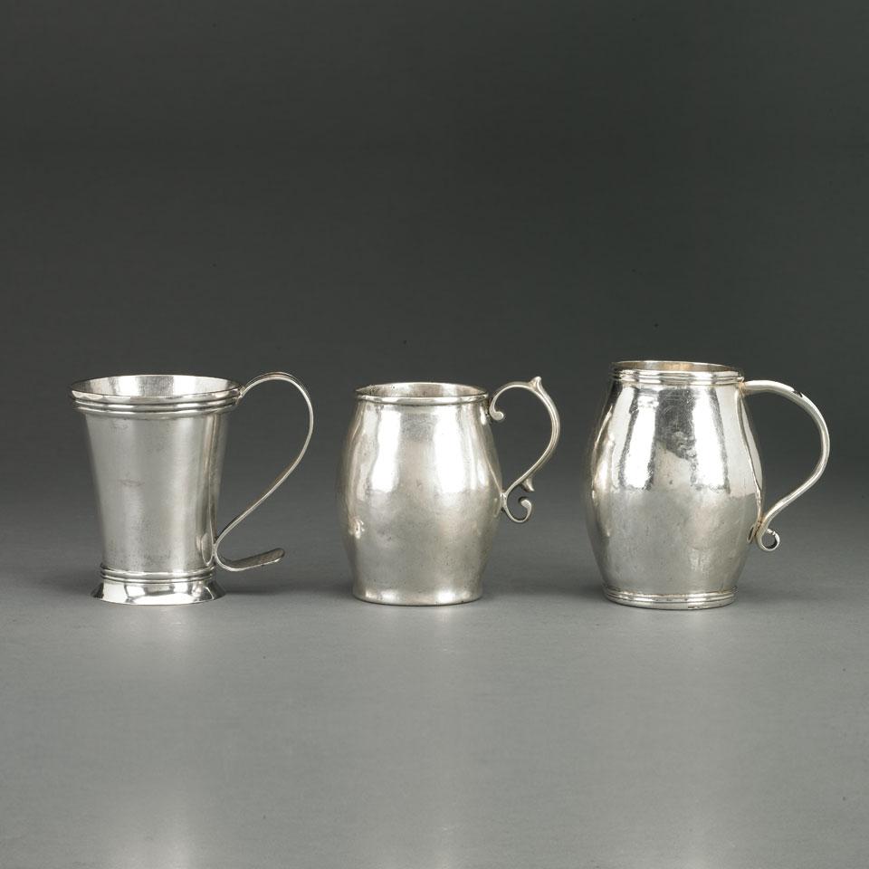 Three South American Silver Mugs, 19th Century