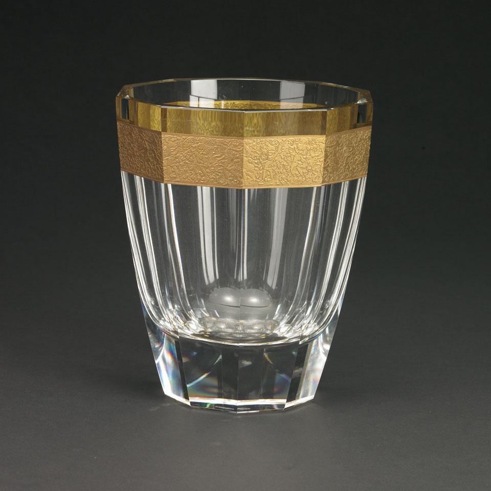 Moser Etched and Gilt Decorated Glass Vase, 20th century