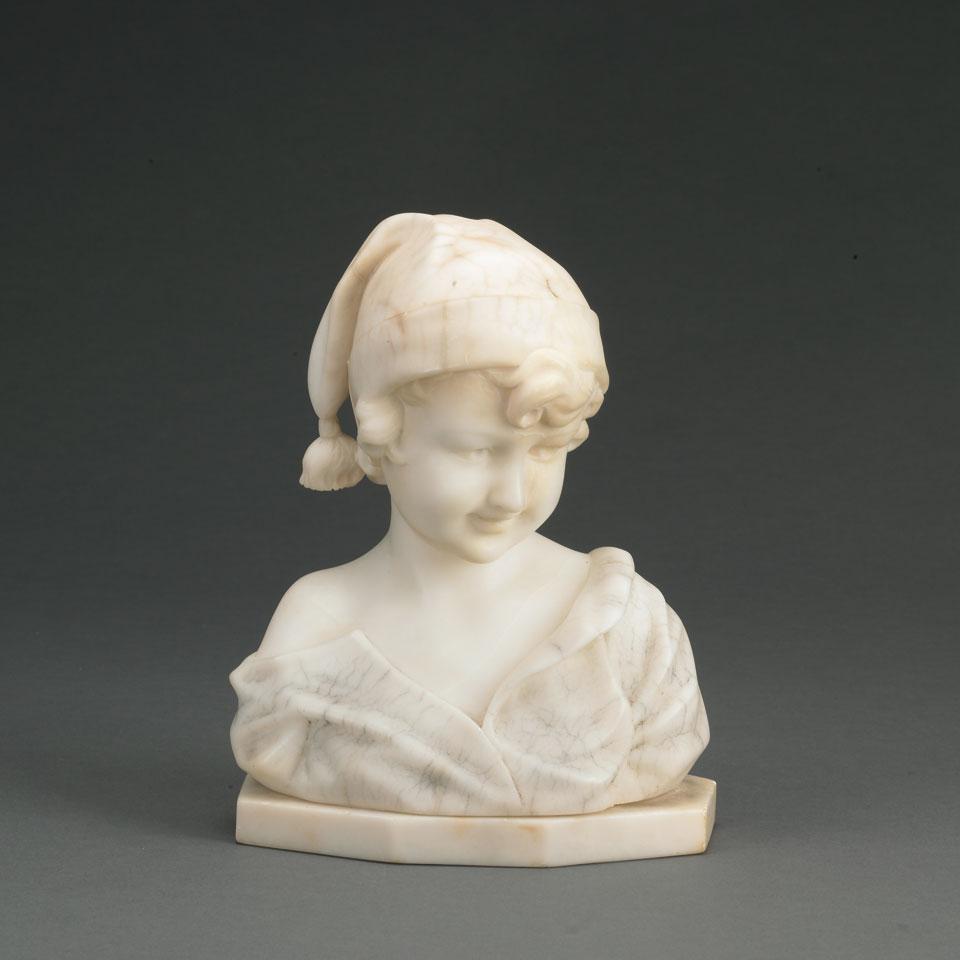 Carved Alabaster Bust of a Child, c.1900