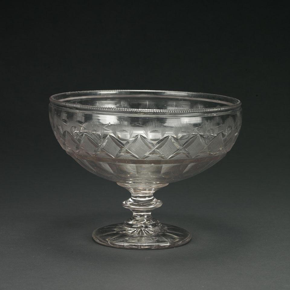 Cut Glass Pedestal Footed Bowl, 19th century