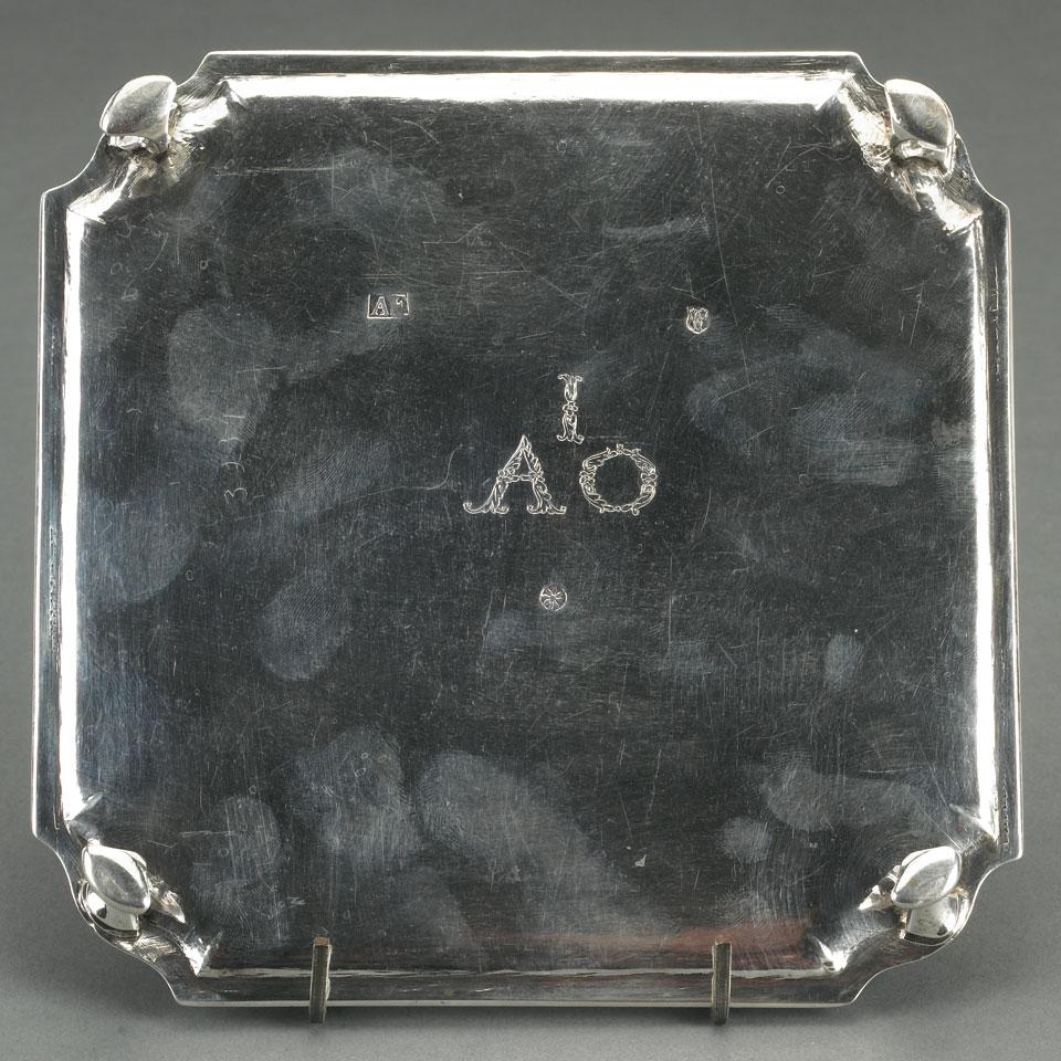 Scottish Provincial Silver Square Salver, probably Alexander Forbes, Aberdeen, c.1730