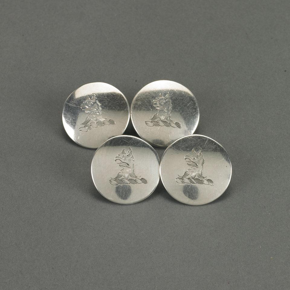 Four George II Silver Buttons, mid-18th century