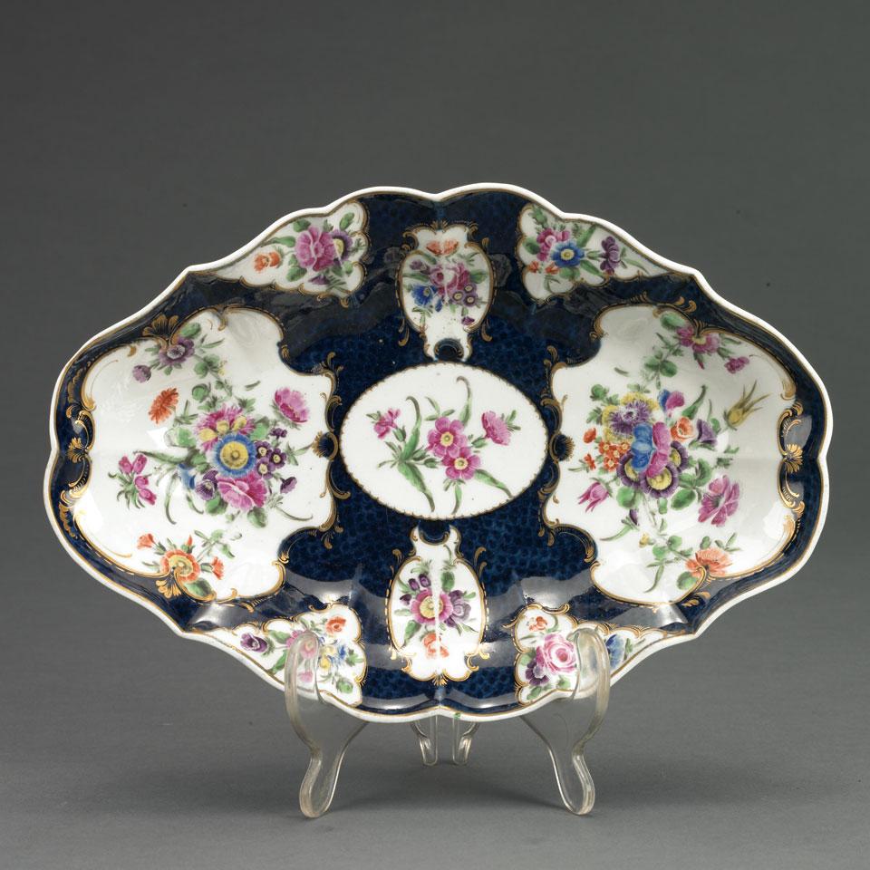Worcester Blue Scale Ground Oval Dish, c.1770