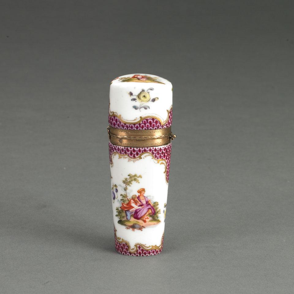 Dutch Gold Mounted German Porcelain Perfume Bottle, late 19th century