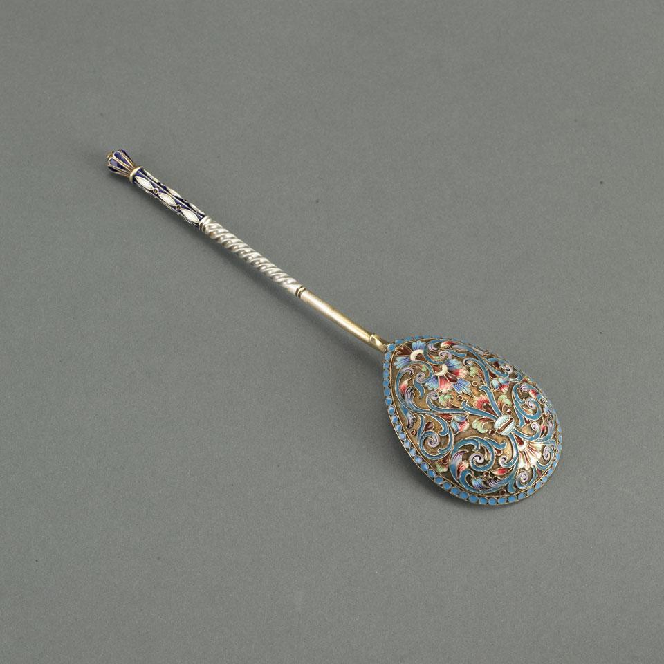 Russian Silver and Enamel Spoon, Moscow, 1892