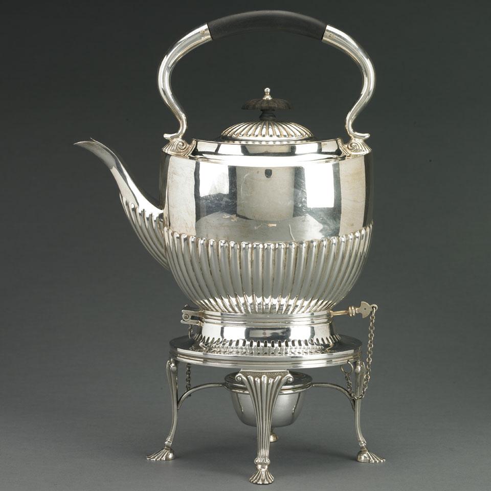 English Silver Kettle on Lampstand, Barker Bros., Birmingham, 1911