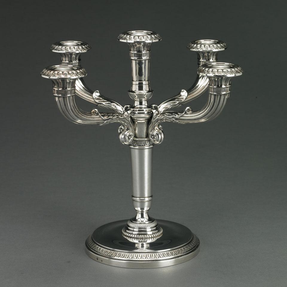 French Silver Five-Light Candelabrum, Paris, early 20th century