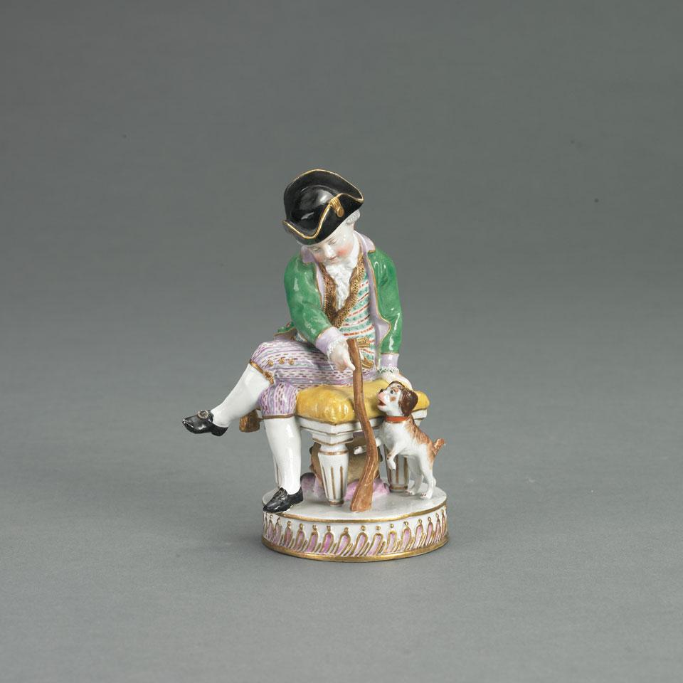 Meissen Figure of a Young Man with a Dog, late 19th century